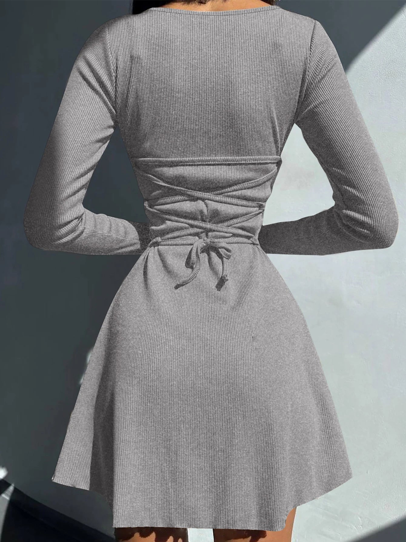 Dulzura Women 2024 Spring Autumn Fashion Long Sleeve Knitted Streetwear Bodycon Short Mini Dress Wholesale Items For Business