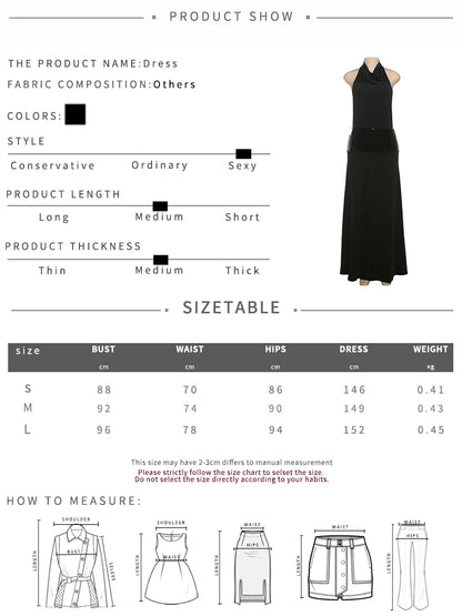 Sisterlinda Backless Fashion Dresses Elegant Halter Patchwork Draped Maxi Bodycon Female Solid Simple Evening Party Frock New