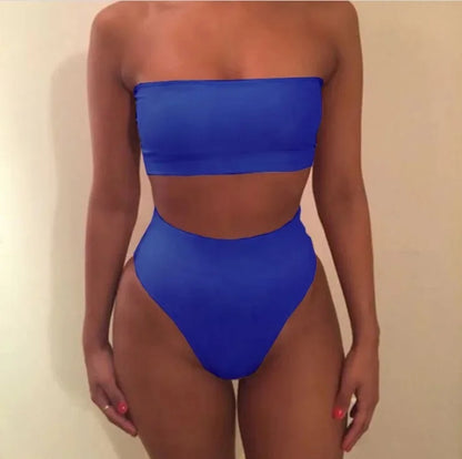 Sexy Solid Color Bikini Set Two-Piece Swimsuit Spring Summer New Arrival Women's Fashionable Swimwear Pure Color Divided Suit