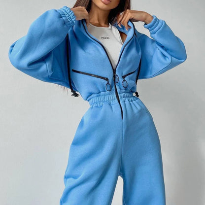 2023 Female Hoodies Jumpsuits One Piece Outfit Warm Fleece Sport Jumpsuit Women Sportswear Playsuit Long Sleeve Zipper Overalls
