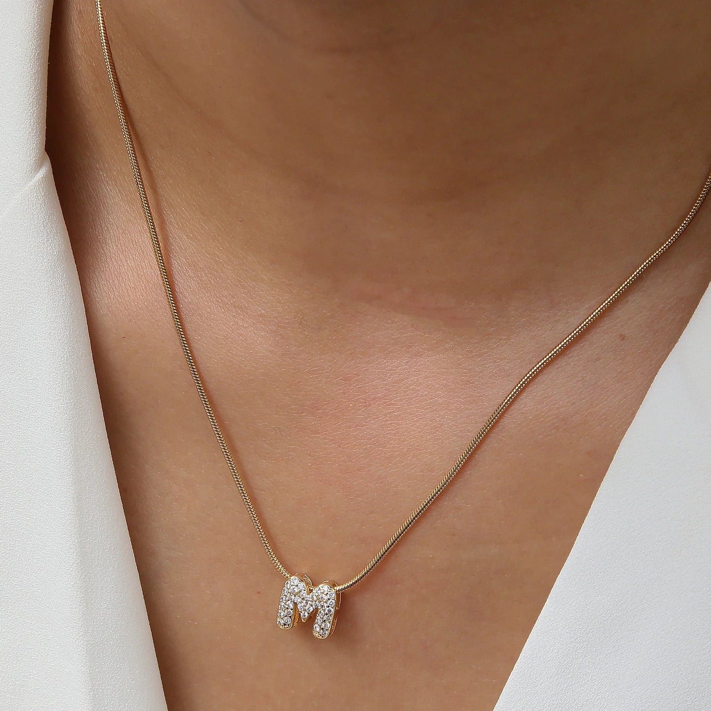 Fashion Tiny CZ Zircon Initial Alphabet Pendant Neckalce Gold Plated Stainless Steel A-Z Letter Necklaces Birthday Gifts Jewelry