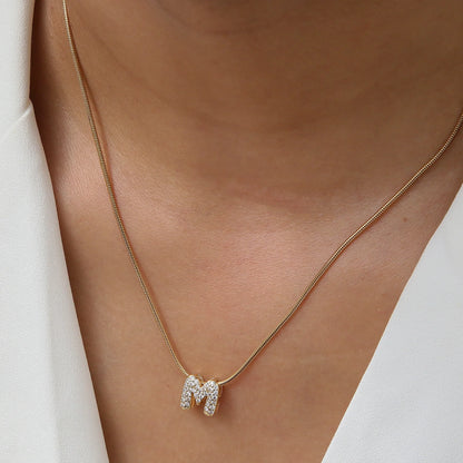 Fashion Tiny CZ Zircon Initial Alphabet Pendant Neckalce Gold Plated Stainless Steel A-Z Letter Necklaces Birthday Gifts Jewelry