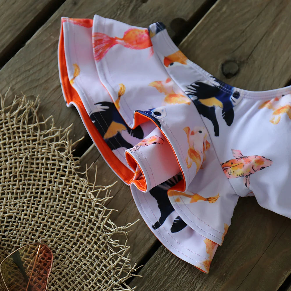 2025 Print Bikini Women Swimwear Push Up Swimsuit High Waist Biquini Halter Backless Bathing Suit Ruffle Beach Wear Summer