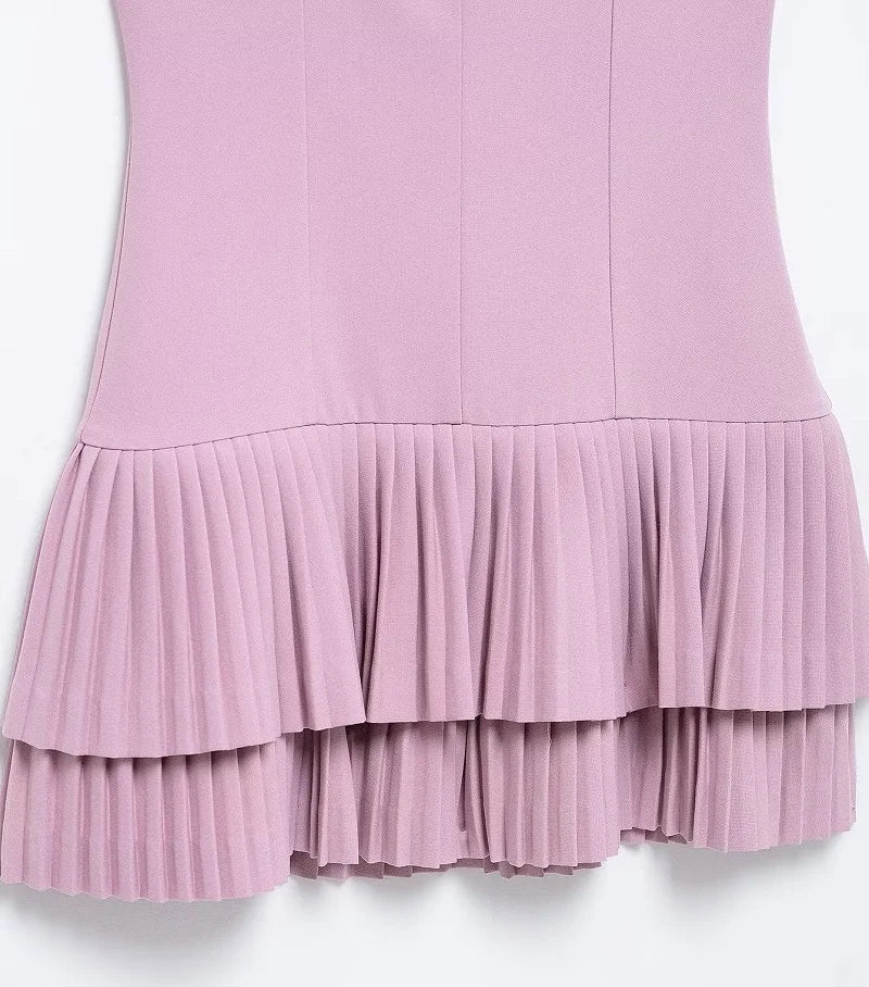 MUJER 2025 Pleated Mini Dress Women Jumpsuit Backless Short Dresses for Women Straps Playsuit Dress Woman Party Women's Dress