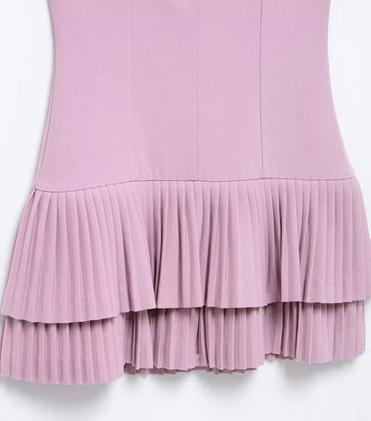 MUJER 2025 Pleated Mini Dress Women Jumpsuit Backless Short Dresses for Women Straps Playsuit Dress Woman Party Women's Dress