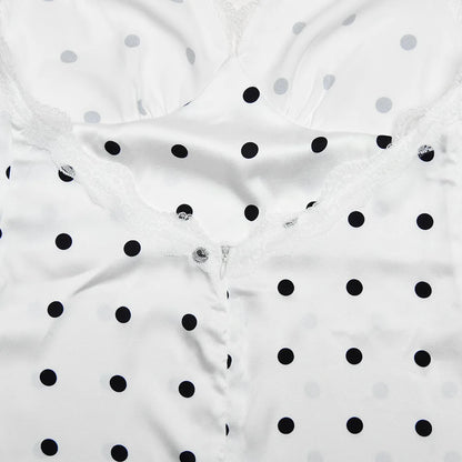 JULISSA MO Deep V-neck Print Polka Dot Halter Women Dress Backless Patchwork Lace Mini Dress Summer Slim Elegant Party Clubwear