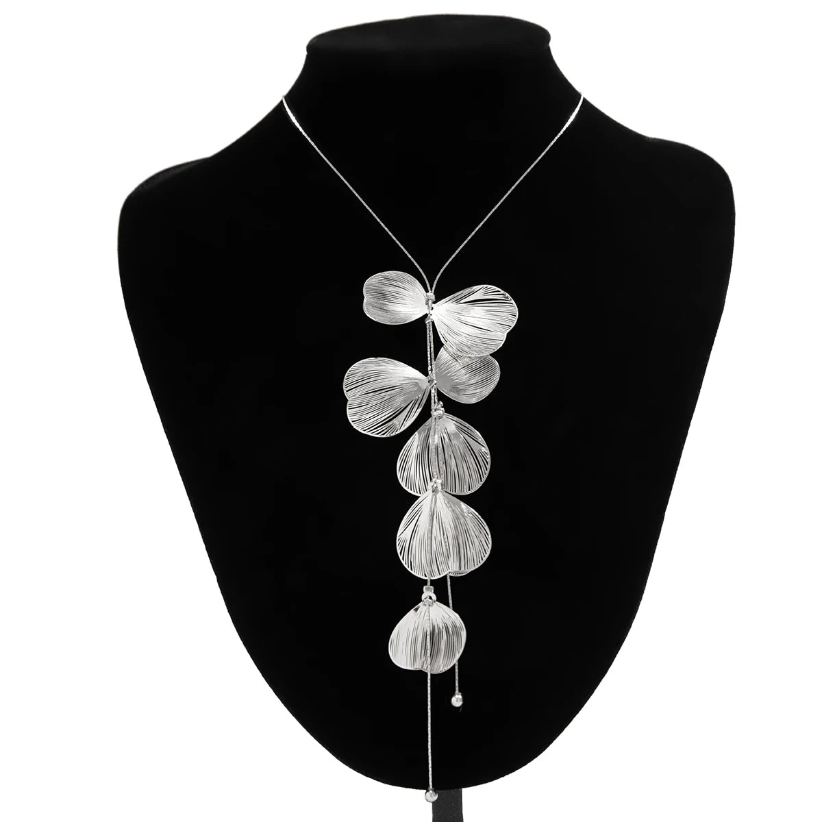 PuRui 2024 Trendy Petal Charm Tassel Necklace for Women Long Neck Chain Pendant Choker Jewelry Collar Elegant Ladies Party Gifts