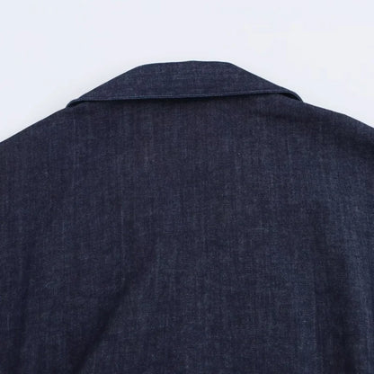 ETJ 2025  Spring New 1975 series denim MIDI dress with lapel side zipper fashion wrinkle waist slim elegant dress