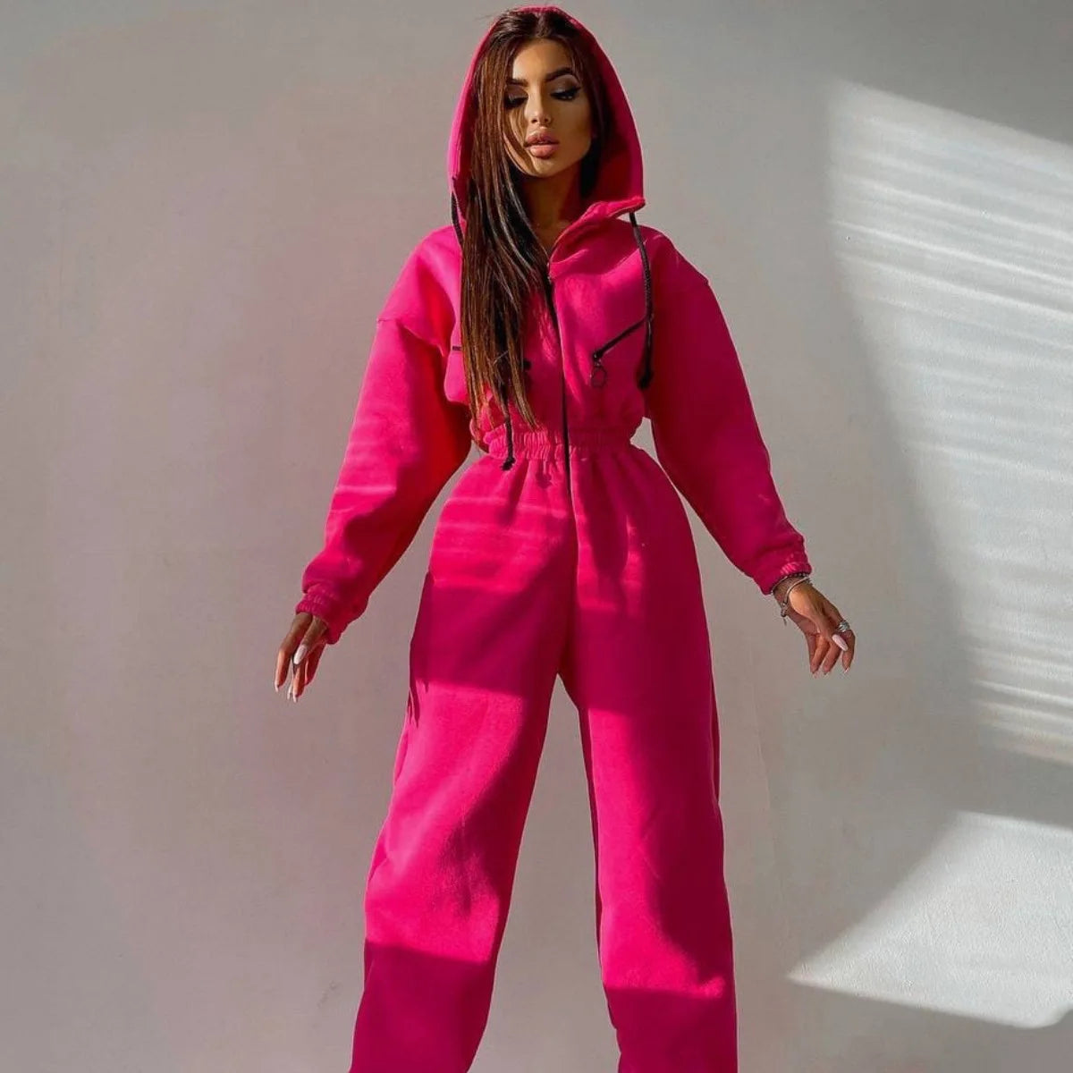 2023 Female Hoodies Jumpsuits One Piece Outfit Warm Fleece Sport Jumpsuit Women Sportswear Playsuit Long Sleeve Zipper Overalls