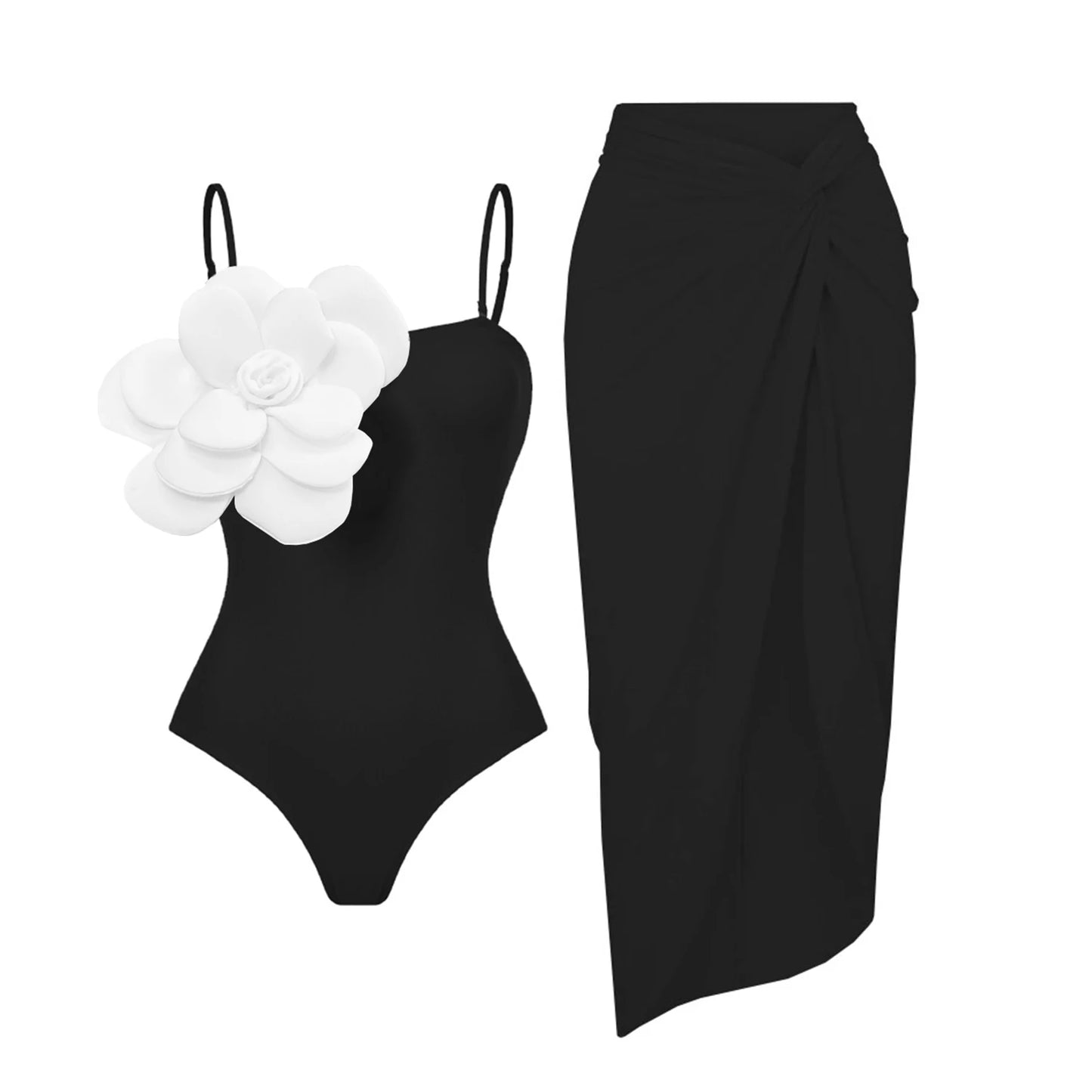 2025 3D Flower Bikini Set With Cover Up Luxury Swimsuit Women Sexy Floral Swimwear High Waist Monokini Desire Bodysuit Swim Suit