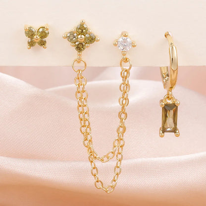 3PCS Exquisite Stainless Steel 12 Constellation Birthstone Earrings Set for Woman Cartilage Piercing Earrings Fashion Jewelry