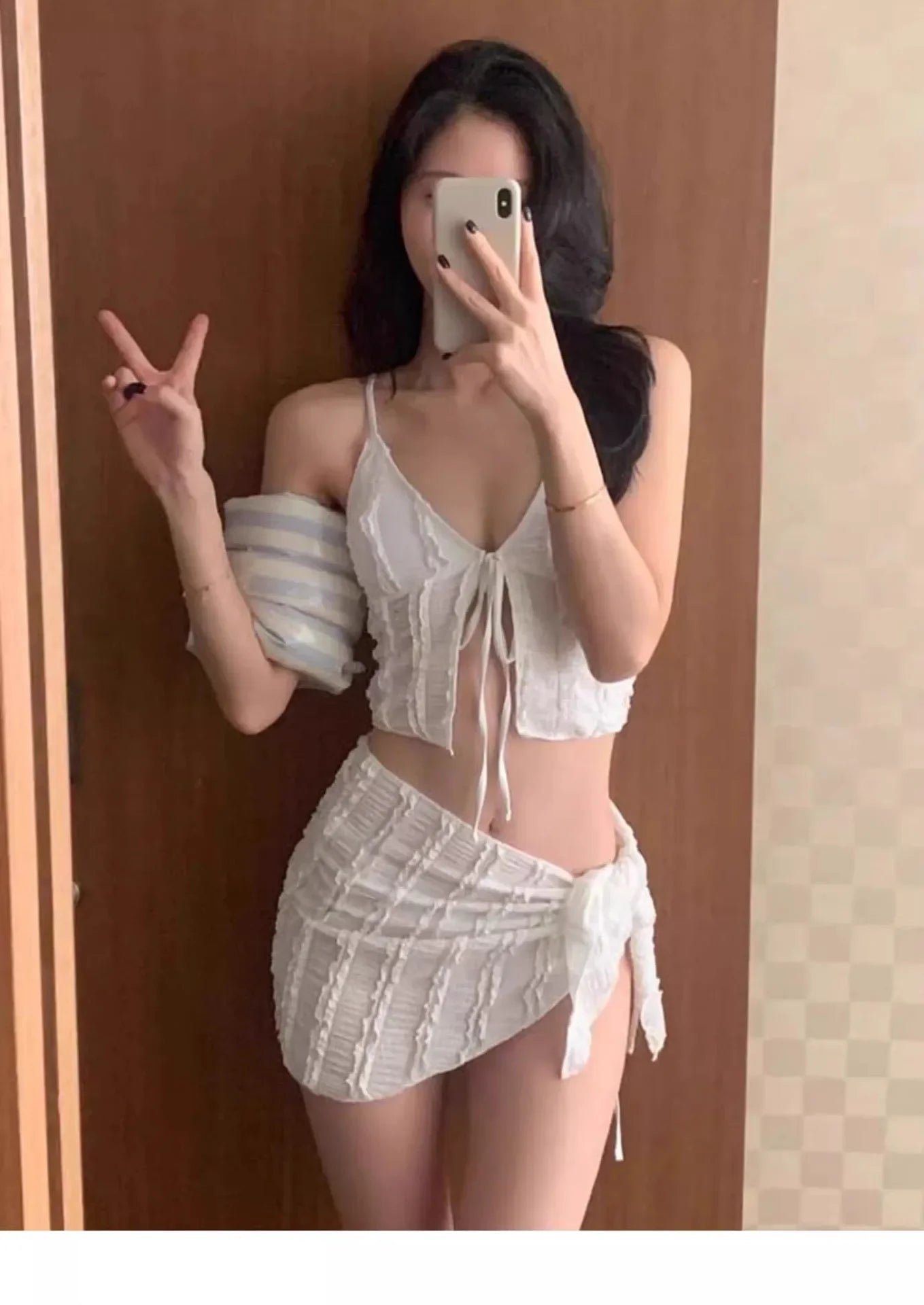Sexy Three-Piece Bikini Swimsuit Women's Vacation Thermal Spring Separate Slimming Korean Ins High-End Feel Cross-Border
