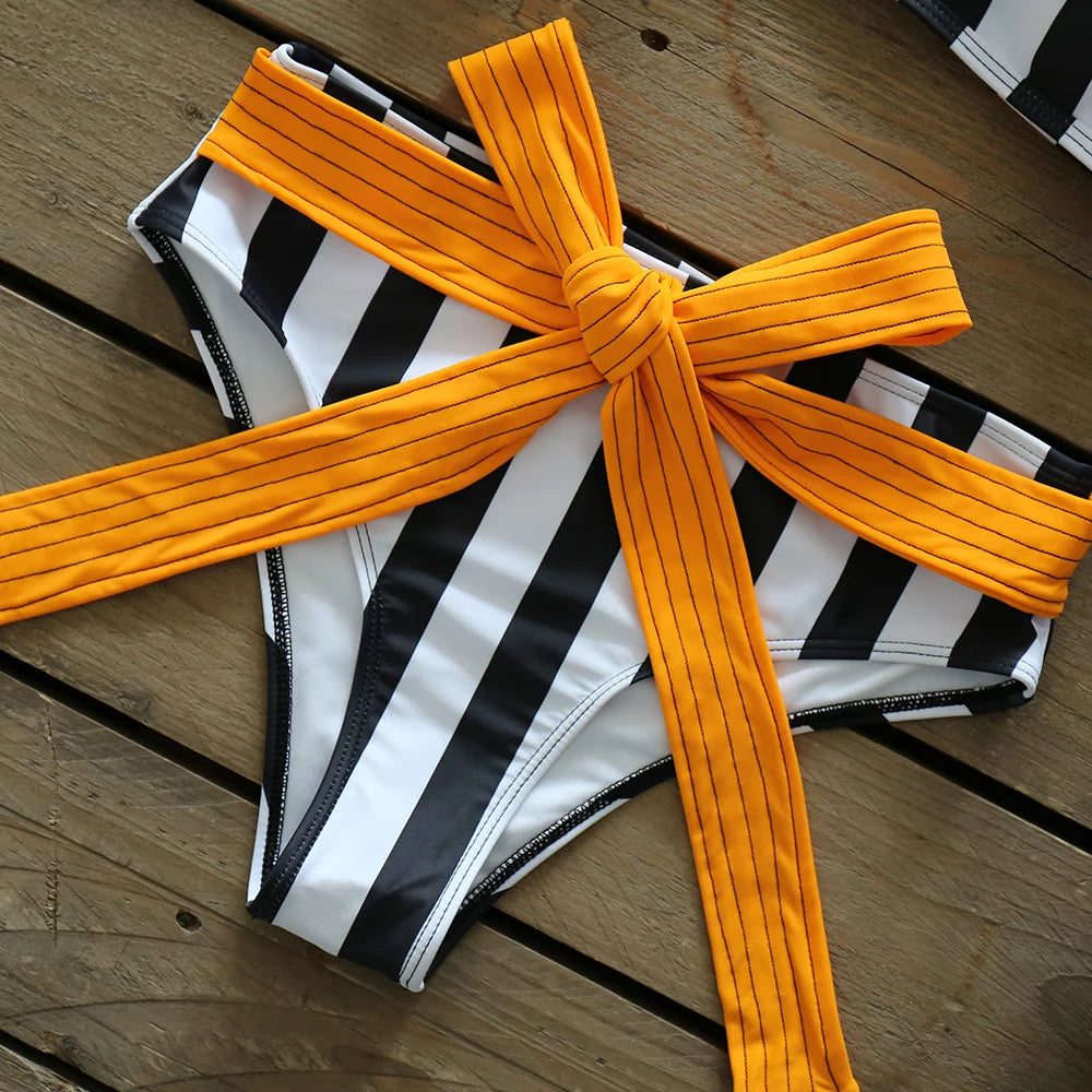 2025 Print Bikini Women Swimwear Push Up Swimsuit High Waist Biquini Halter Backless Bathing Suit Ruffle Beach Wear Summer