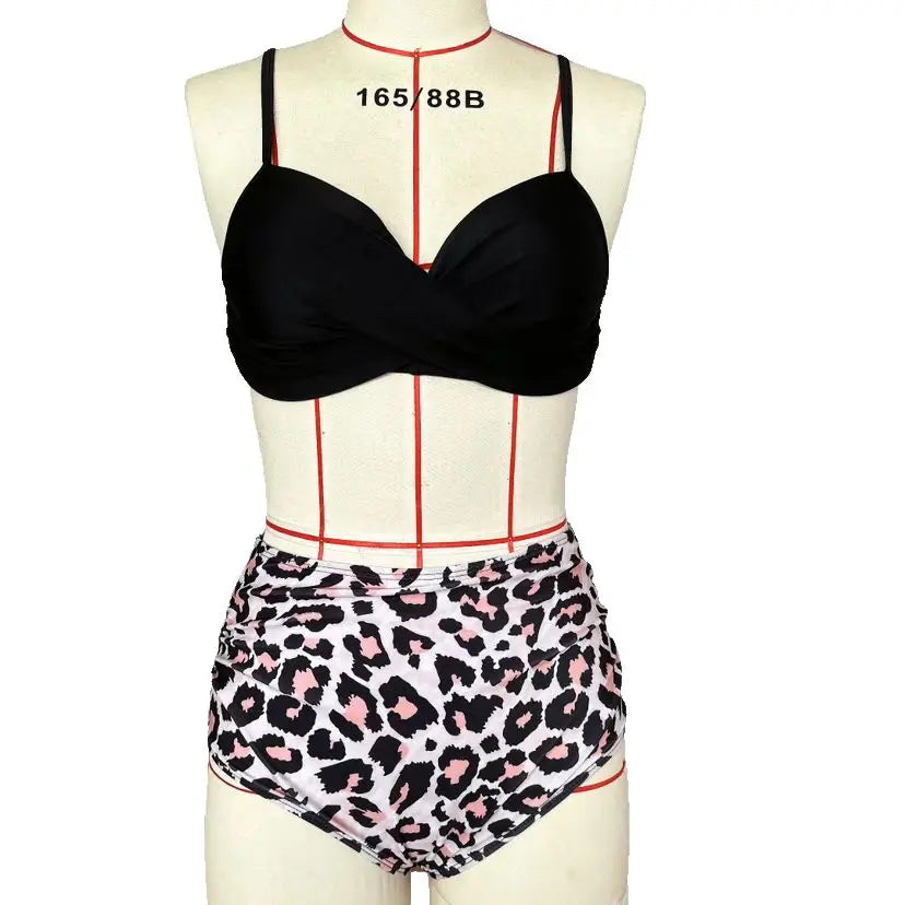 Vintage High Waist Bikinis 2025 Women Push Up Swimwear Printed Swimsuit Female Beachwear Summer Bathers Bathing Suit Swimming