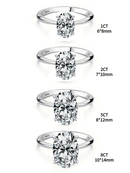 925 Sterling Silve Gorgeous Shiny 1-8CT Zircon Oval Stone Ring For Women Engagement Wedding Luxury High Quality Fine Jewelry
