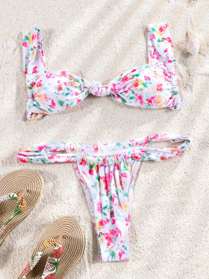 ZRTAK Two Piece Suit Bikinis 2025 Women Swimsuit Push Up Bathing Suit Sexy Bikinis Sets Swimwear Print Beachwear Solid Biquinis
