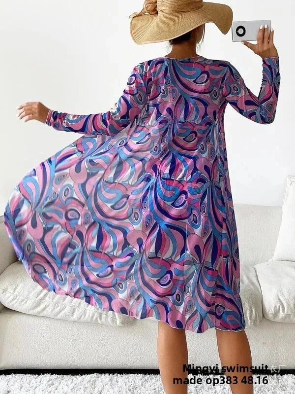 Mingyi New Multi-Color Mesh Cover up Sexy Leg Lengthening Swimsuit Top Bottoms Three-Piece Set Women's Swimwear