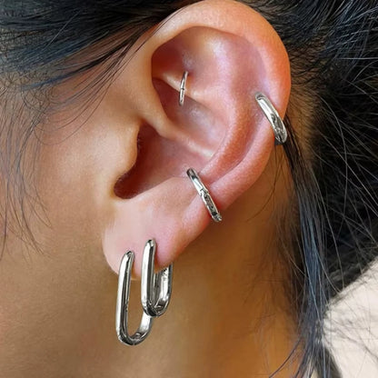 2/6PCS Mariasz Minimalist Stainless Steel Huggie PVD Plated Gold Color Square Hoop Earrings for Women Men Classic Jewelry