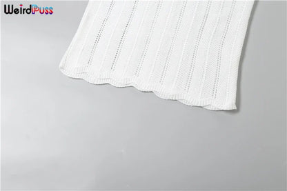 Weird Puss Sexy Elegant Halter Dress Women Summer Backless Lace-Up Color-Block Sleeveless Trendy Nightclub Wild Fashion Clothing