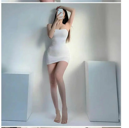 Elegant Solid Sling Sleeveless Type A Sheath Mini Short Dresses Summer New Sexy Slim Slimming Arm Covering Dresses