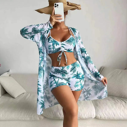 Mingyi New Multi-Color Mesh Cover up Sexy Leg Lengthening Swimsuit Top Bottoms Three-Piece Set Women's Swimwear