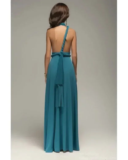 Fashion Multi-worn V-neck Vestidos De Fiesta Women Long Dress Sexy Strapped Lady Summer Maxi Dress