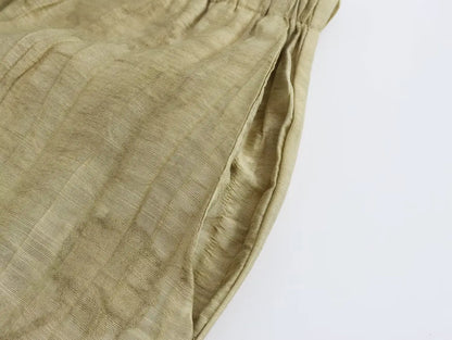 Women Print Long Pants Sets For Women Lapel Half Sleeve Single Breasted Shirts + High Waist Lace-Up Wide Leg Pants