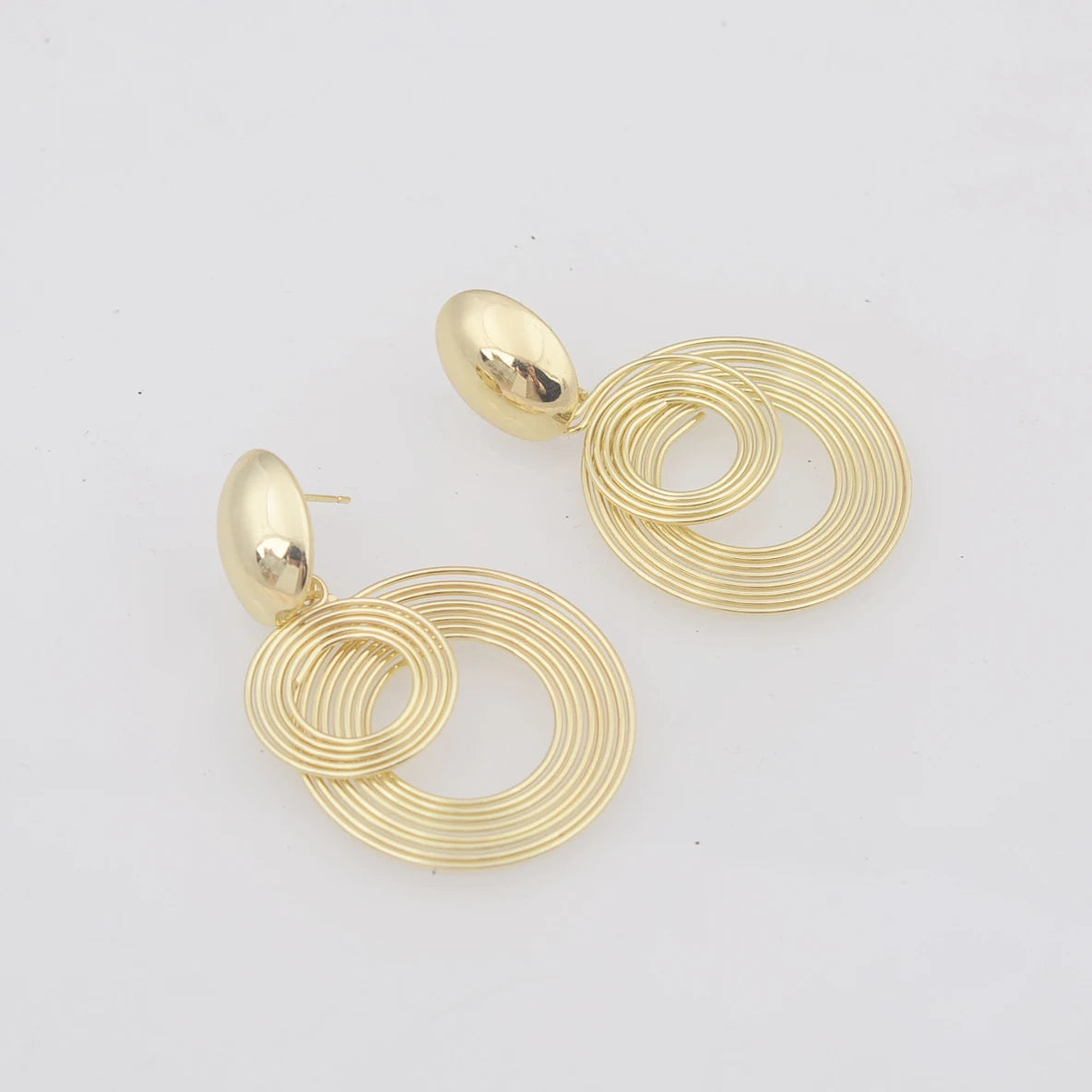 Two-layers Circles Women's Hanging Earrings Gold Color Silver Color Metal Spiral Pendants Dangle Earrings for Female European