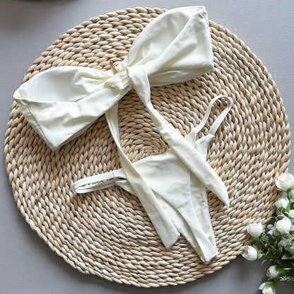 Sexy Women's Bikini Solid Color Strapless Split Swimsuit