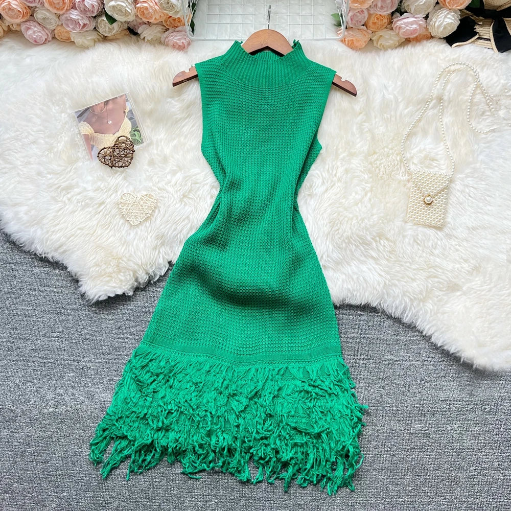 YuooMuoo Women Dress 2025 New Summer Fashion Sexy Openwork Stitching Sleeveless Bodycon Party Dress Korean Lady Beach Vestidos