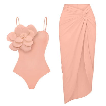 2025 3D Flower Bikini Set With Cover Up Luxury Swimsuit Women Sexy Floral Swimwear High Waist Monokini Desire Bodysuit Swim Suit