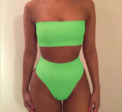 Sexy Solid Color Bikini Set Two-Piece Swimsuit Spring Summer New Arrival Women's Fashionable Swimwear Pure Color Divided Suit