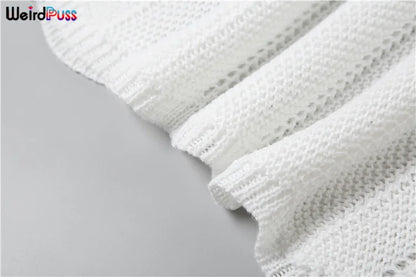 Weird Puss Sexy Elegant Halter Dress Women Summer Backless Lace-Up Color-Block Sleeveless Trendy Nightclub Wild Fashion Clothing