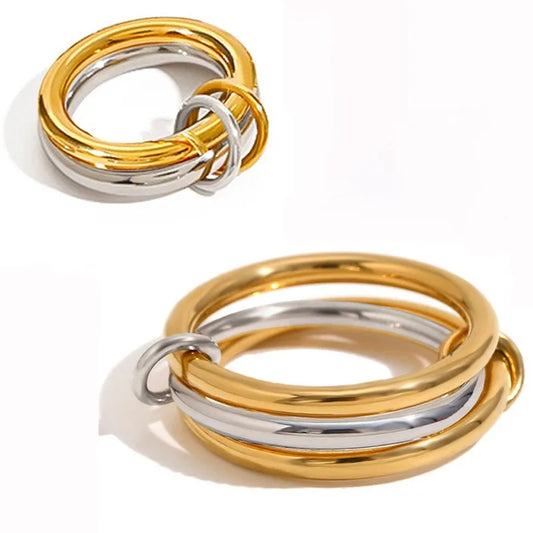 Multiple Layers Strand Loop Indext Finger Rings for Women Lead&nickle Free Stainless Steel Gold Plated Ring 2025 Charm Jewelry