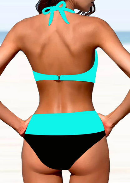 Sexy Women's Fashion Casual Classic Black and White Printed Women's Vacation Two-piece Bikini Set S-5XL