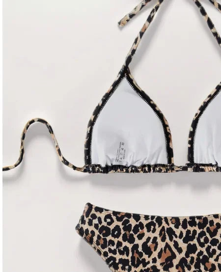 2024 New Bikini Set Leopard Slips Sexy Cross-Border European American Fast Selling Two-Piece Swimsuit Women's