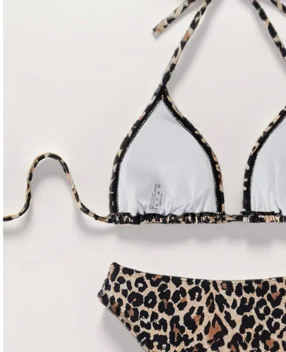 2024 New Bikini Set Leopard Slips Sexy Cross-Border European American Fast Selling Two-Piece Swimsuit Women's