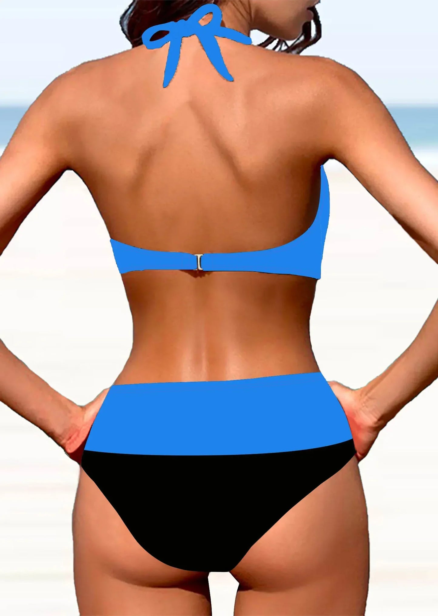 Sexy Women's Fashion Casual Classic Black and White Printed Women's Vacation Two-piece Bikini Set S-5XL