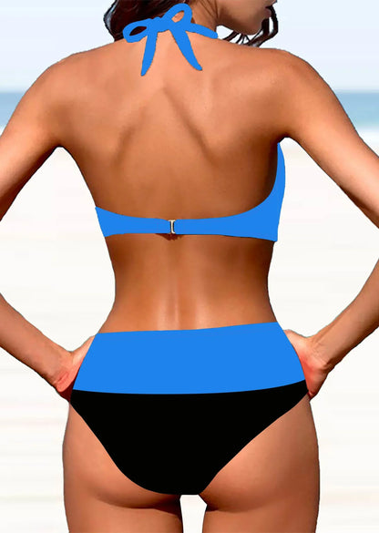 Sexy Women's Fashion Casual Classic Black and White Printed Women's Vacation Two-piece Bikini Set S-5XL