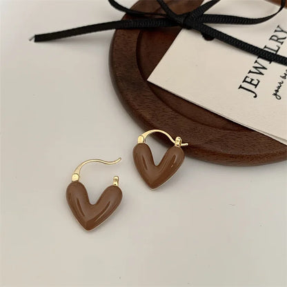 2025 Trendy Heart Stud Earrings For Women Korean Elegant Light Luxury Love Dangle Earring Fashion Simple Drop Jewelry Girls Gift