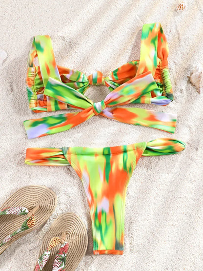 ZRTAK Two Piece Suit Bikinis 2025 Women Swimsuit Push Up Bathing Suit Sexy Bikinis Sets Swimwear Print Beachwear Solid Biquinis