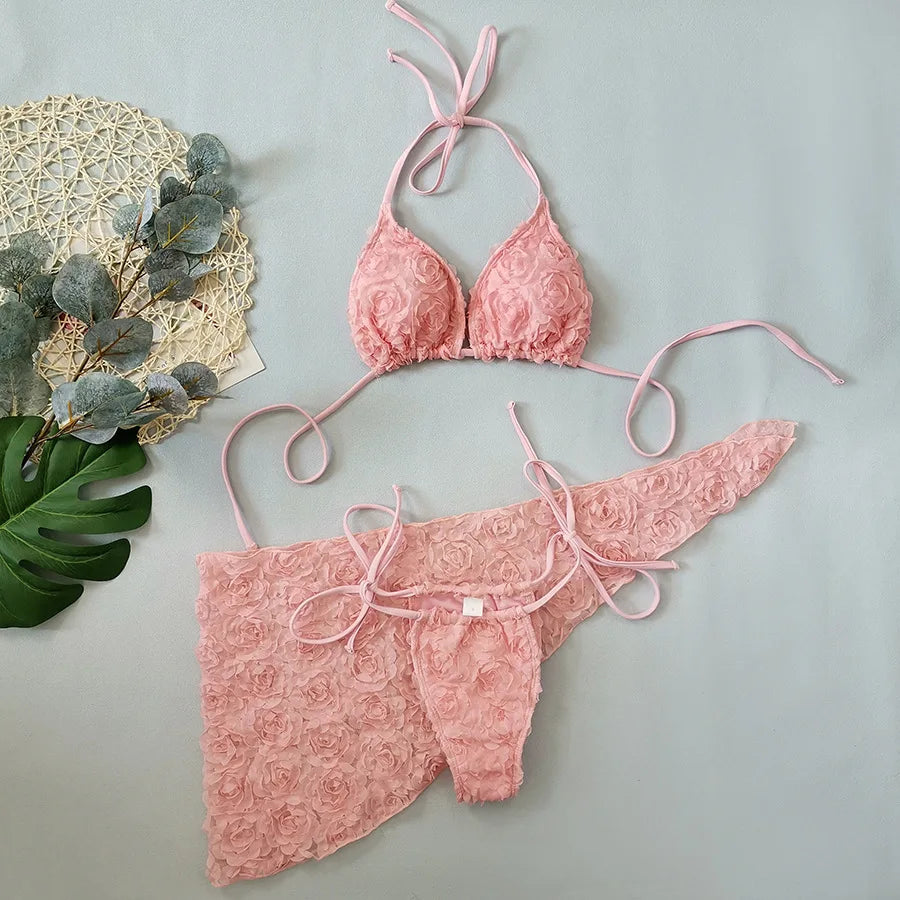 Bikini Bodysuit Swimwear Women With Skirt Bathing Suit Summer New Ruffle Splice Print Beachwear Holiday Bikini Cover Ups Outfits