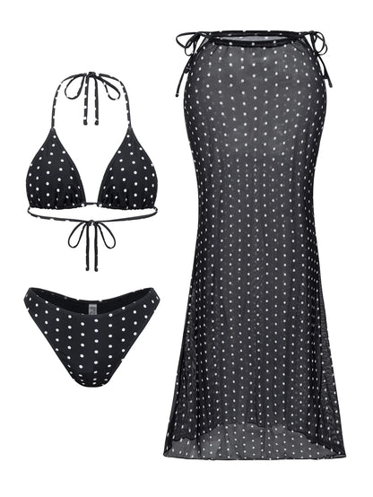 2025 New Flower Print Bikini Set Women's High Waist Long Skirt 3 Piece Swimsuit Sexy Mini Triangle Backless Thong Bathing Suit