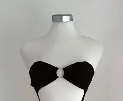 The 2025 summer new solid color sleeveless sexy strapless cutout long dress from Europe and America