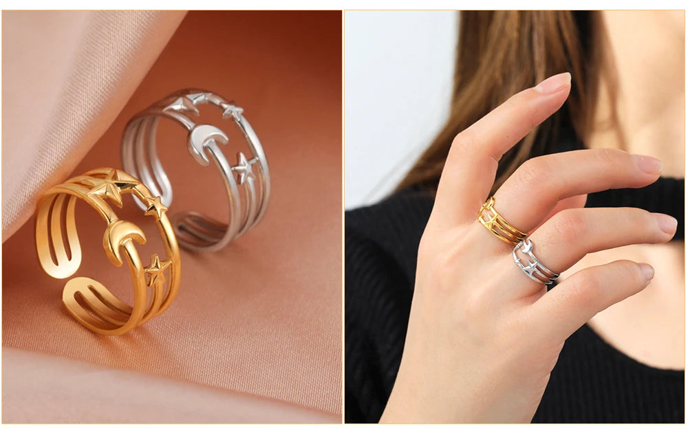 Skyrim Stainless Steel Women Rings Geometric Heart Aesthetic Adjustable Open Finger Ring Fashion Party Jewelry Gifts Wholesale