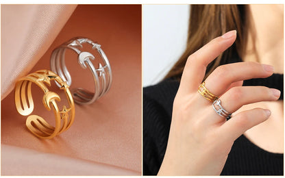 Skyrim Stainless Steel Women Rings Geometric Heart Aesthetic Adjustable Open Finger Ring Fashion Party Jewelry Gifts Wholesale