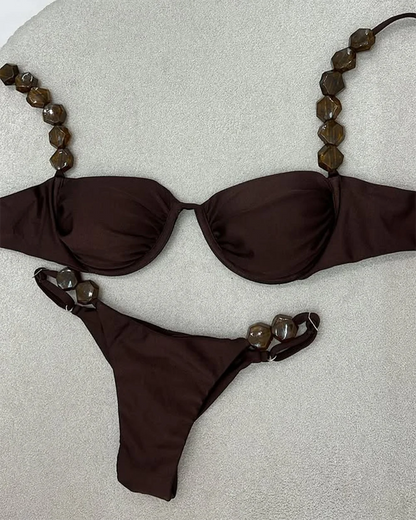 2025 Sexy Bikini Set High Waist Golden Printed Women Swimwear Push Up Bikinis Swimsuit Female Biquini Bathing Suit