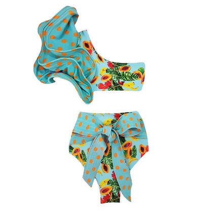 Two-Pieces Women Floral 2025 Push-Up Padded Bra Ruffles Bandage Bikini Set Swimsuit Swimwear Bathing Suit Beachwear Biquini