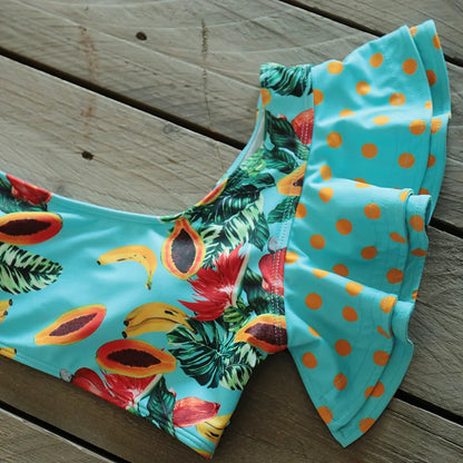 2025 Print Bikini Women Swimwear Push Up Swimsuit High Waist Biquini Halter Backless Bathing Suit Ruffle Beach Wear Summer