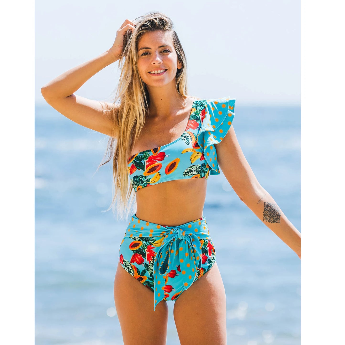 2025 Print Bikini Women Swimwear Push Up Swimsuit High Waist Biquini Halter Backless Bathing Suit Ruffle Beach Wear Summer